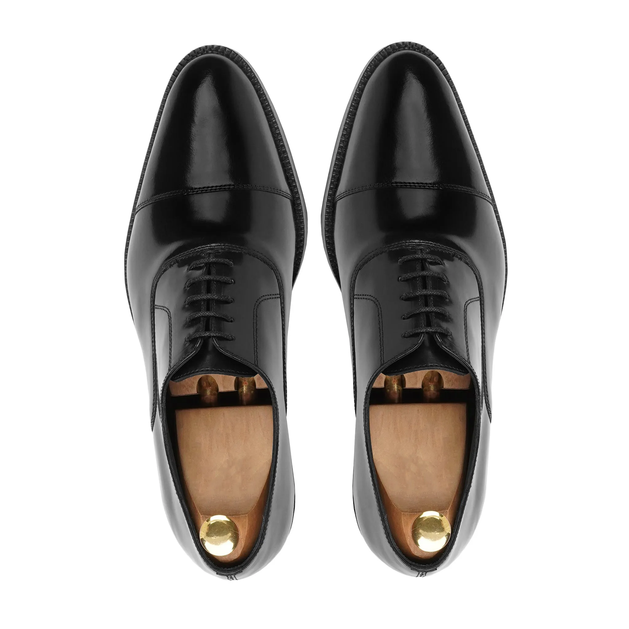 Ascot - Men's Black Box Leather High Shine Oxford Shoe