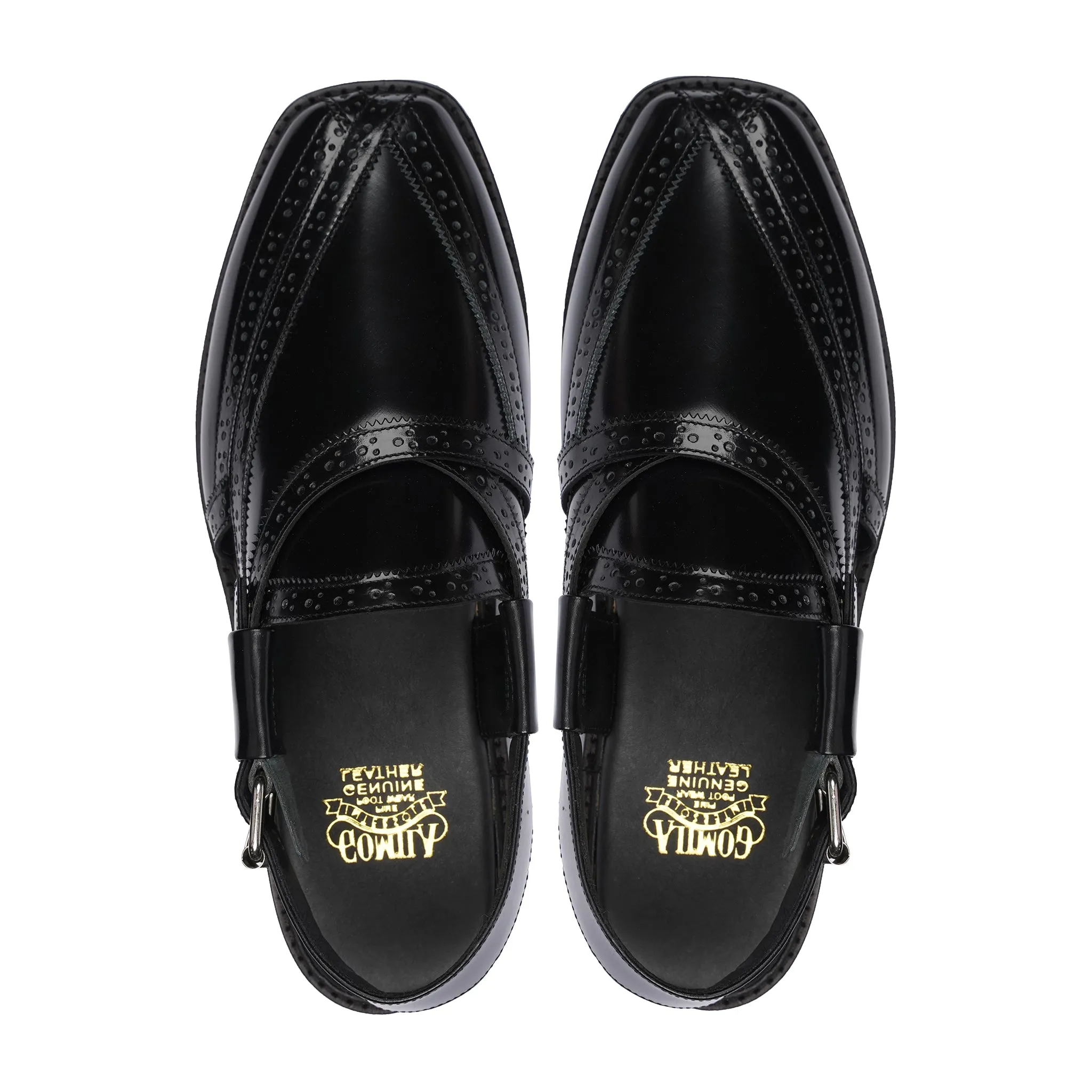 Brooklyn - Men's Black Box Leather High Shine Sandal