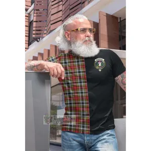 Buchanan Old Dress Tartan Cotton T-shirt with Family Crest and Half Of Me Style