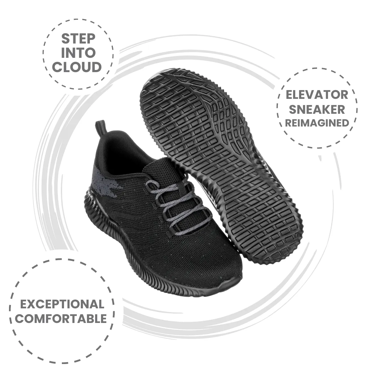 CALTO - Q216 - 2.8 Inches Taller (Black/Grey) - Ultra Lightweight