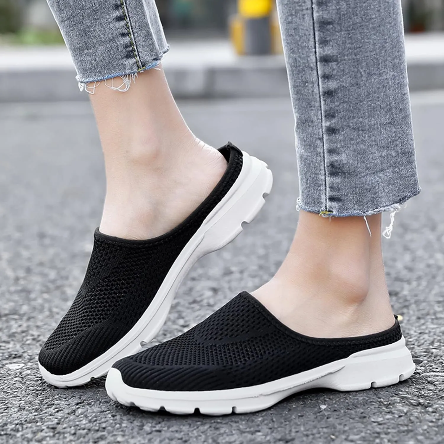 CsgrFagr Women Breathable Lace Up Shoes Flats Casual Shoes Unisex Lightweight Work Shoes Sporty Breathable Slip Work Trainers Snakeskin Shoes for Women Sneaker (Black, 8.5)