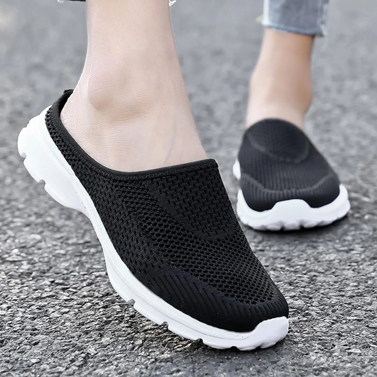 CsgrFagr Women Breathable Lace Up Shoes Flats Casual Shoes Unisex Lightweight Work Shoes Sporty Breathable Slip Work Trainers Snakeskin Shoes for Women Sneaker (Black, 8.5)