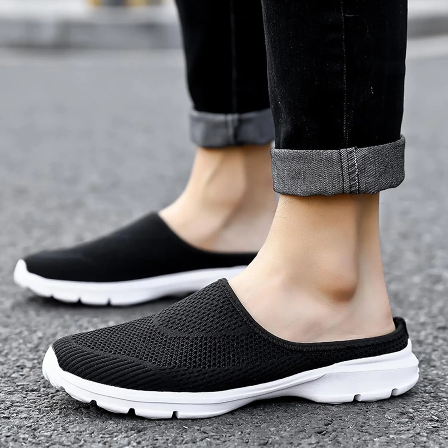 CsgrFagr Women Breathable Lace Up Shoes Flats Casual Shoes Unisex Lightweight Work Shoes Sporty Breathable Slip Work Trainers Snakeskin Shoes for Women Sneaker (Black, 8.5)