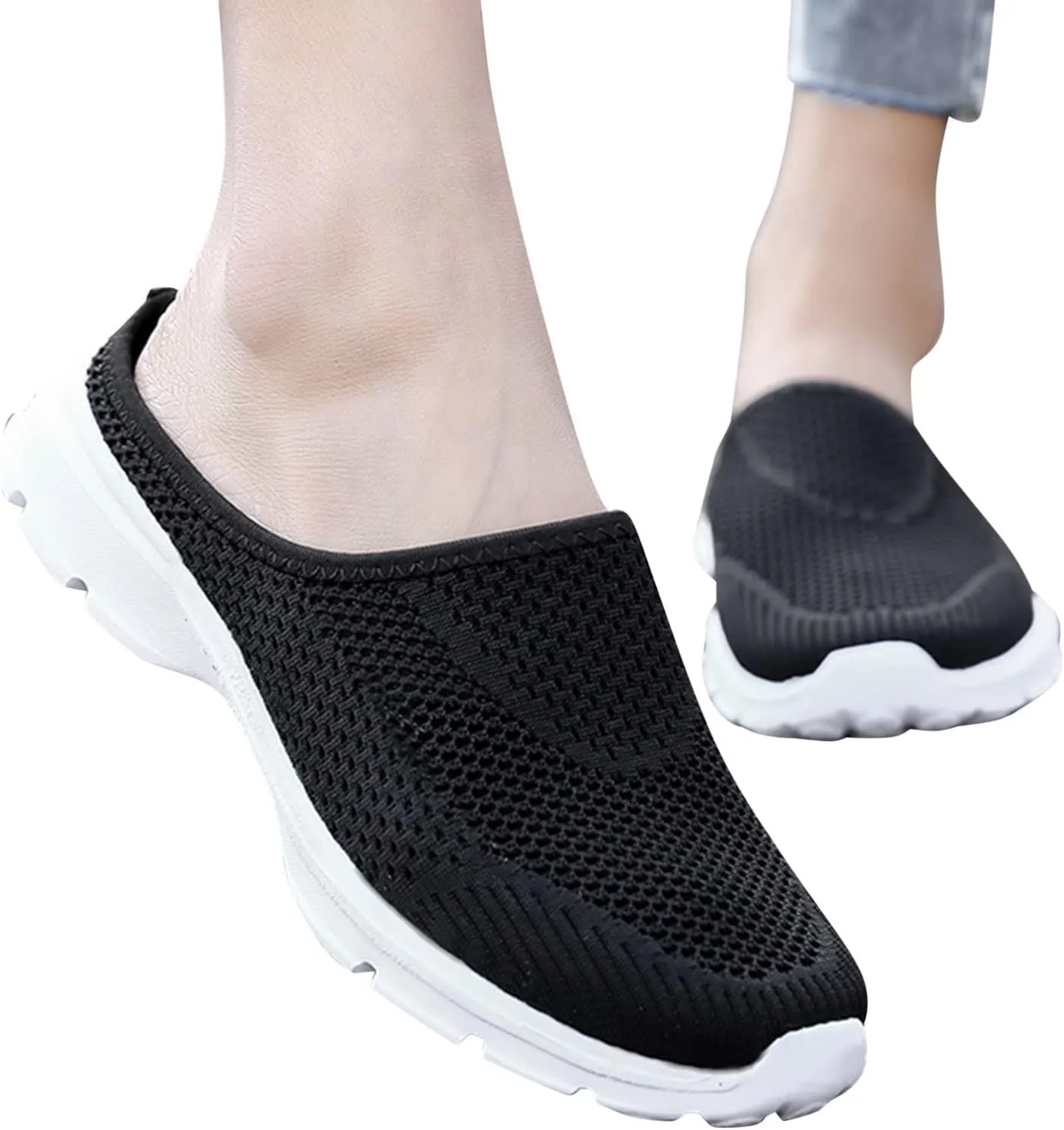 CsgrFagr Women Breathable Lace Up Shoes Flats Casual Shoes Unisex Lightweight Work Shoes Sporty Breathable Slip Work Trainers Snakeskin Shoes for Women Sneaker (Black, 8.5)