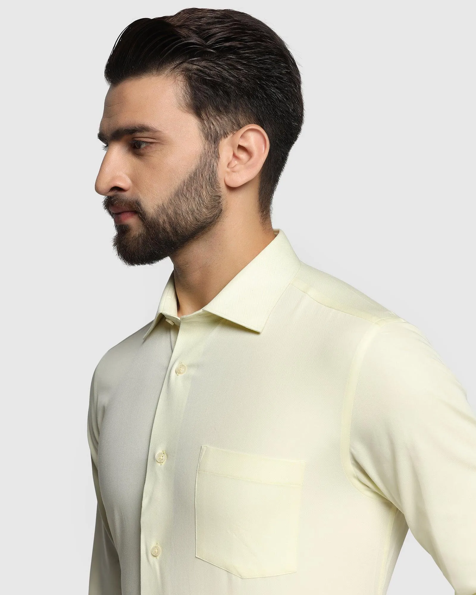 Formal Lemon Yellow Textured Shirt - Marco
