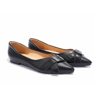 Hnzxzm Fashion Single Shoes Women Flats Soft Leather Office Lady Shoes Pointed toe Flat Shoes Black Green Big Size 42 A4578