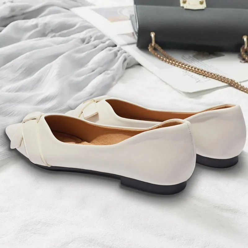 Hnzxzm Fashion Single Shoes Women Flats Soft Leather Office Lady Shoes Pointed toe Flat Shoes Black Green Big Size 42 A4578