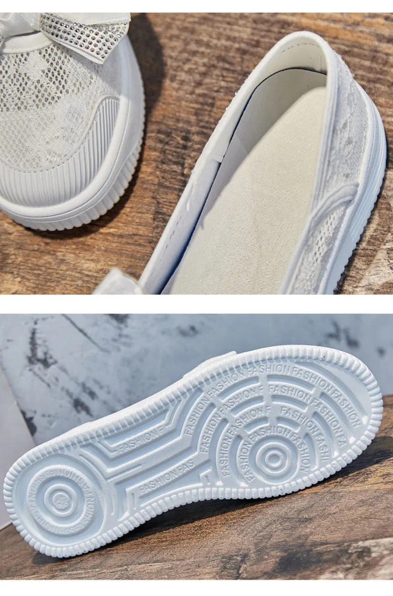 Hnzxzm Fashion Summer Shoes Women Flats Butterfly knot Elegant Ladies Casual Shoes Thick Sole Sweet Women Shoes White Green A4526