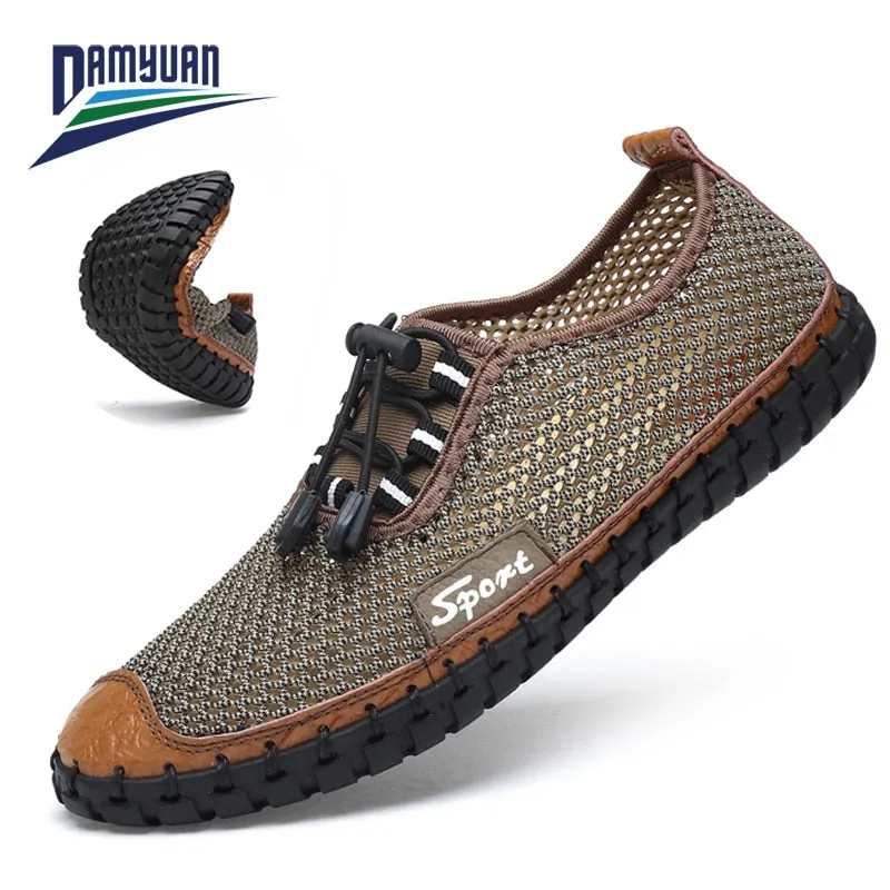 Hnzxzm Summer 2020 Arrival Men Shoes Super Breathable Light Casual Shoes Hollow Mesh Sneakers Men Driving Shoes Plus Size
