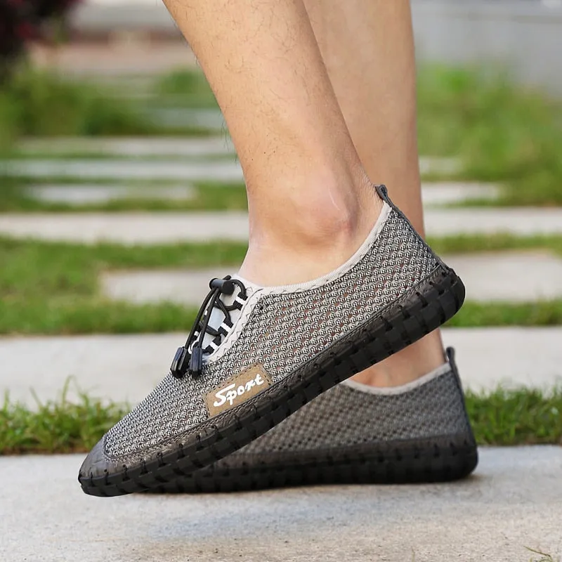 Hnzxzm Summer 2020 Arrival Men Shoes Super Breathable Light Casual Shoes Hollow Mesh Sneakers Men Driving Shoes Plus Size