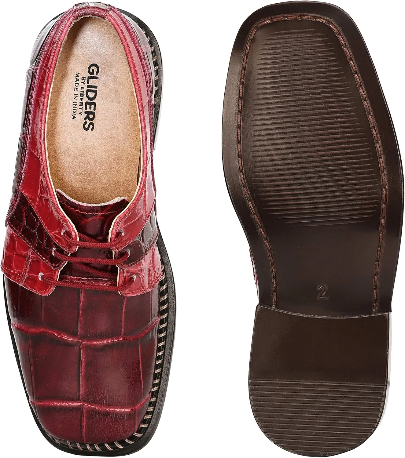 LIBERTYZENO Boys Crocodile Print & Plain Genuine Leather Kids & Toddlers Oxford Dress Shoes for Easter Gift