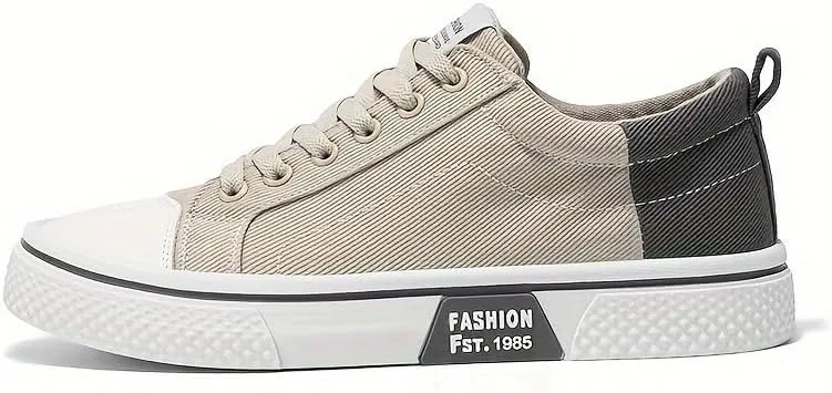 Men's Breathable Canvas Skate Shoes Casual, Sporty with Soft Rubber Sole & Lace-Up Low Top - Perfect for Work & Play