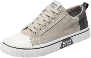 Men's Breathable Canvas Skate Shoes Casual, Sporty with Soft Rubber Sole & Lace-Up Low Top - Perfect for Work & Play