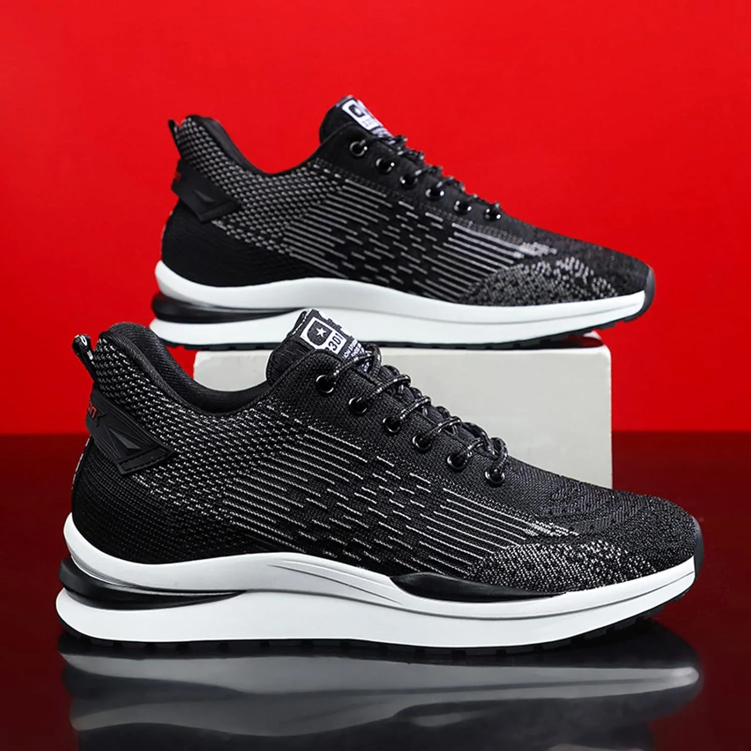Men's Elevator Shoes Invisible Height Increase Sporty Sneakers Casual Lace Up Shoes Make You Taller Hight - 6cm / 2.36 Inches - Hidden Heel