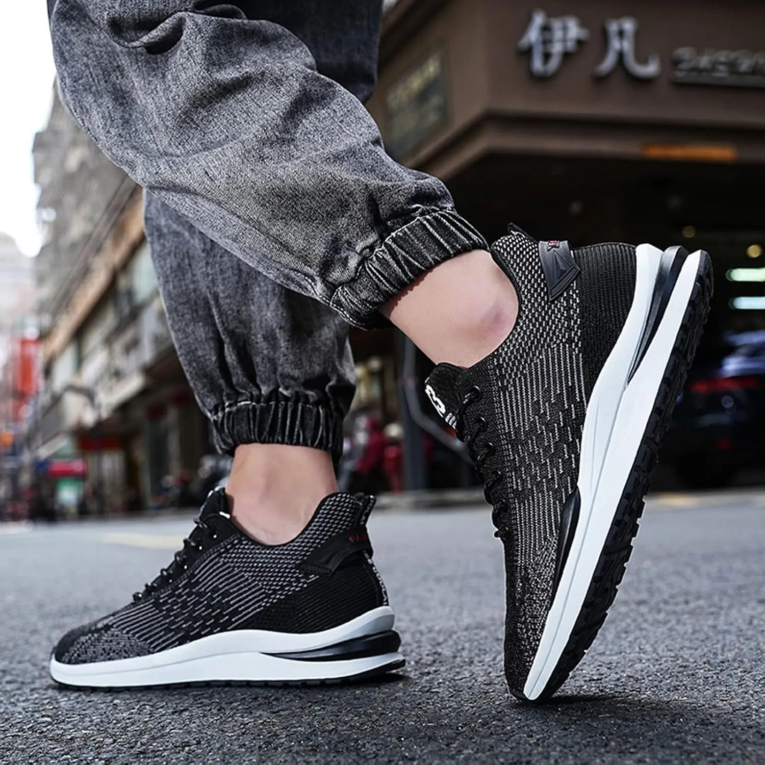 Men's Elevator Shoes Invisible Height Increase Sporty Sneakers Casual Lace Up Shoes Make You Taller Hight - 6cm / 2.36 Inches - Hidden Heel