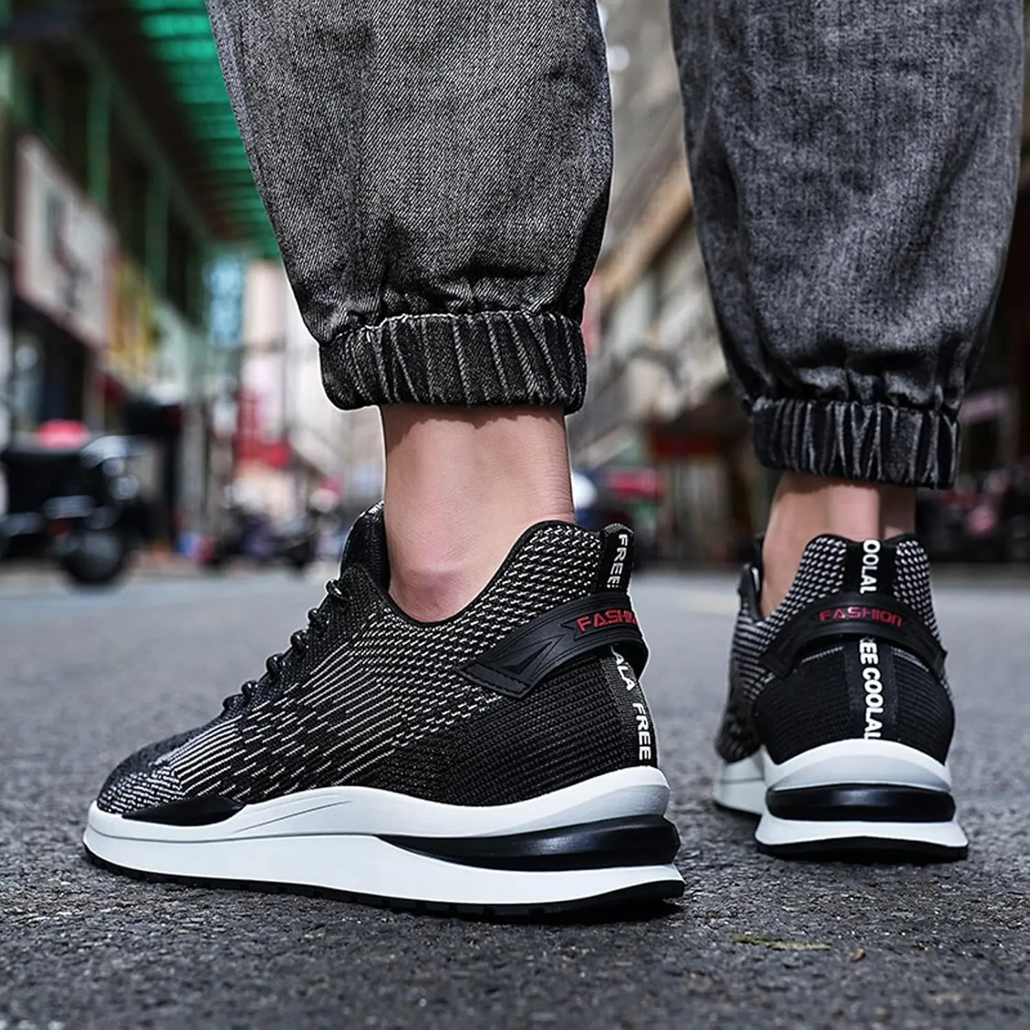 Men's Elevator Shoes Invisible Height Increase Sporty Sneakers Casual Lace Up Shoes Make You Taller Hight - 6cm / 2.36 Inches - Hidden Heel