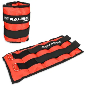 Strauss Adjustable Ankle/Wrist Weights 1.5 KG X 2 | Ideal for Walking, Running, Jogging, Cycling, Gym, Workout & Strength Training | Easy to Use on Ankle, Wrist, Leg, (Orange)