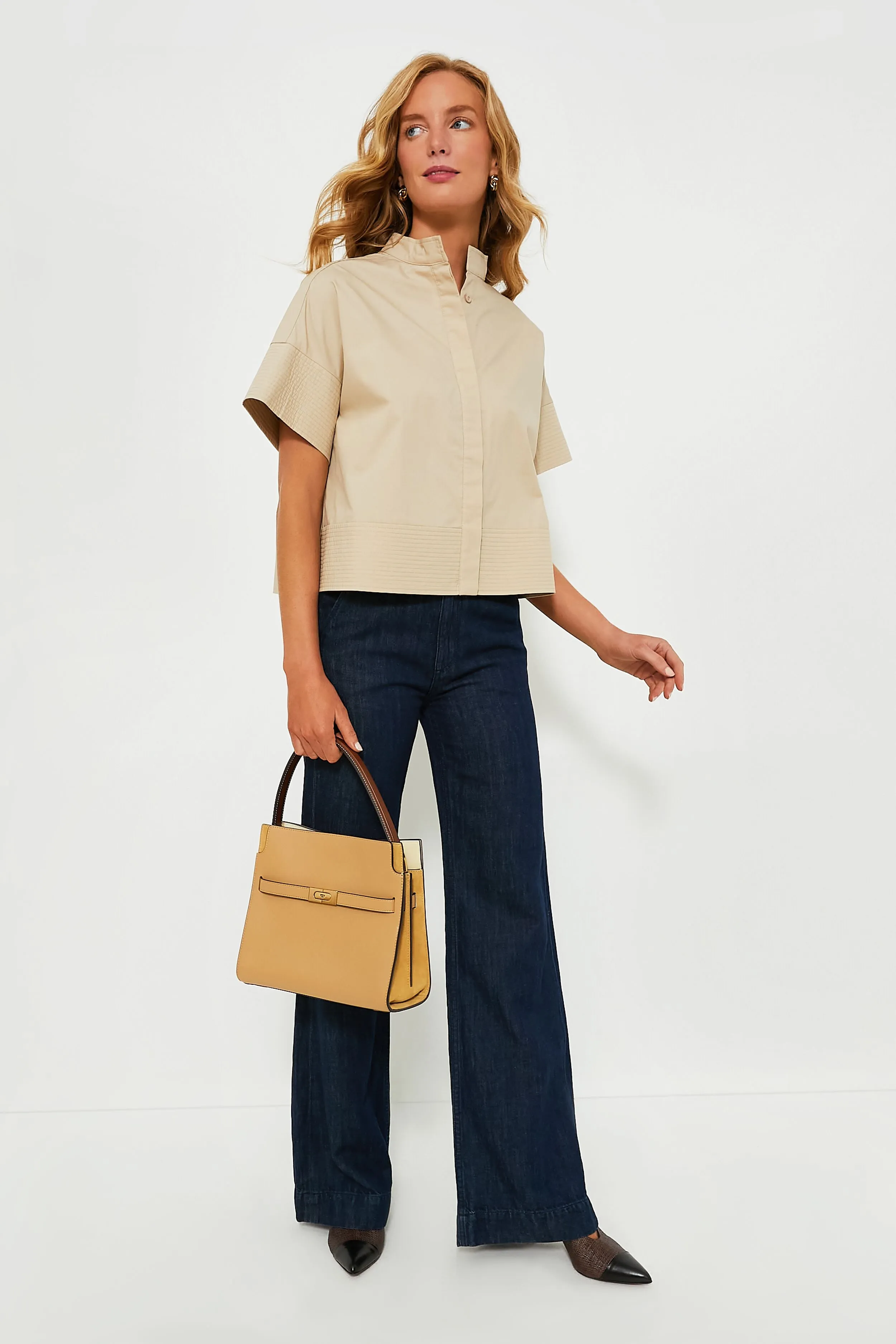 Tan Trapunto Stitch Sofia Shirt