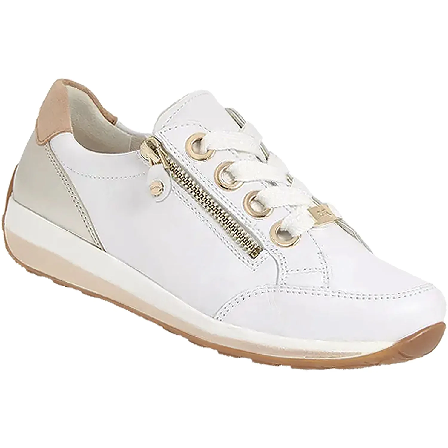 Women's Ara Ollie White/Gold Leather