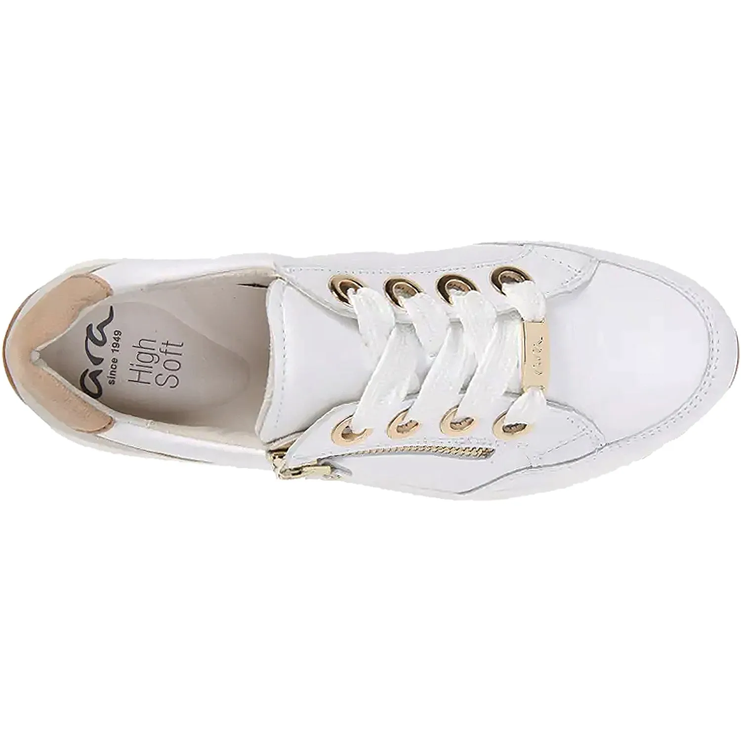 Women's Ara Ollie White/Gold Leather