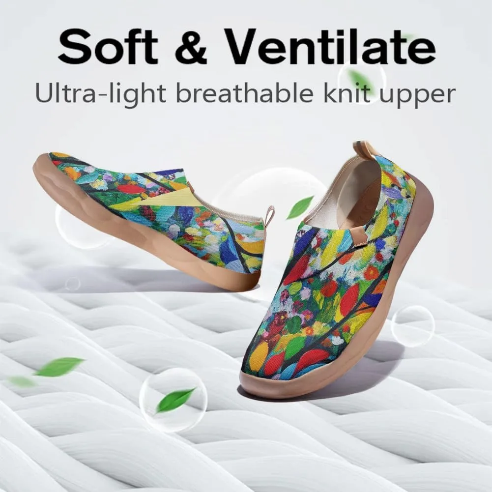 Women's Art Painted Travel Shoes Slip-on Casual Knitted Loafers Light and Comfortable Fashionable Sneakers