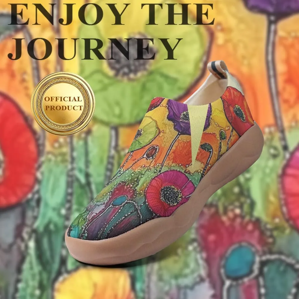Women's Art Painted Travel Shoes Slip-on Casual Knitted Loafers Light and Comfortable Fashionable Sneakers
