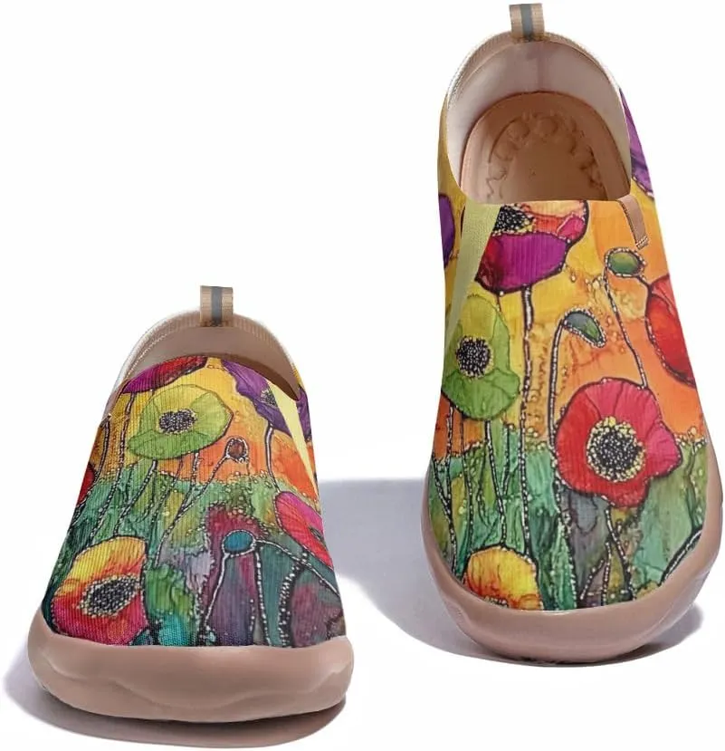 Women's Art Painted Travel Shoes Slip-on Casual Knitted Loafers Light and Comfortable Fashionable Sneakers