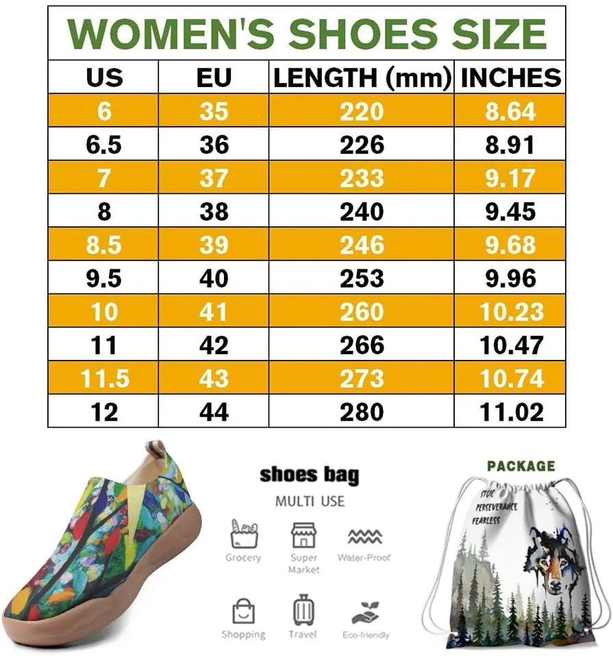Women's Art Painted Travel Shoes Slip-on Casual Knitted Loafers Light and Comfortable Fashionable Sneakers