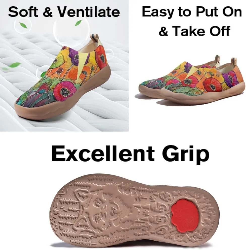 Women's Art Painted Travel Shoes Slip-on Casual Knitted Loafers Light and Comfortable Fashionable Sneakers