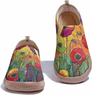 Women's Art Painted Travel Shoes Slip-on Casual Knitted Loafers Light and Comfortable Fashionable Sneakers