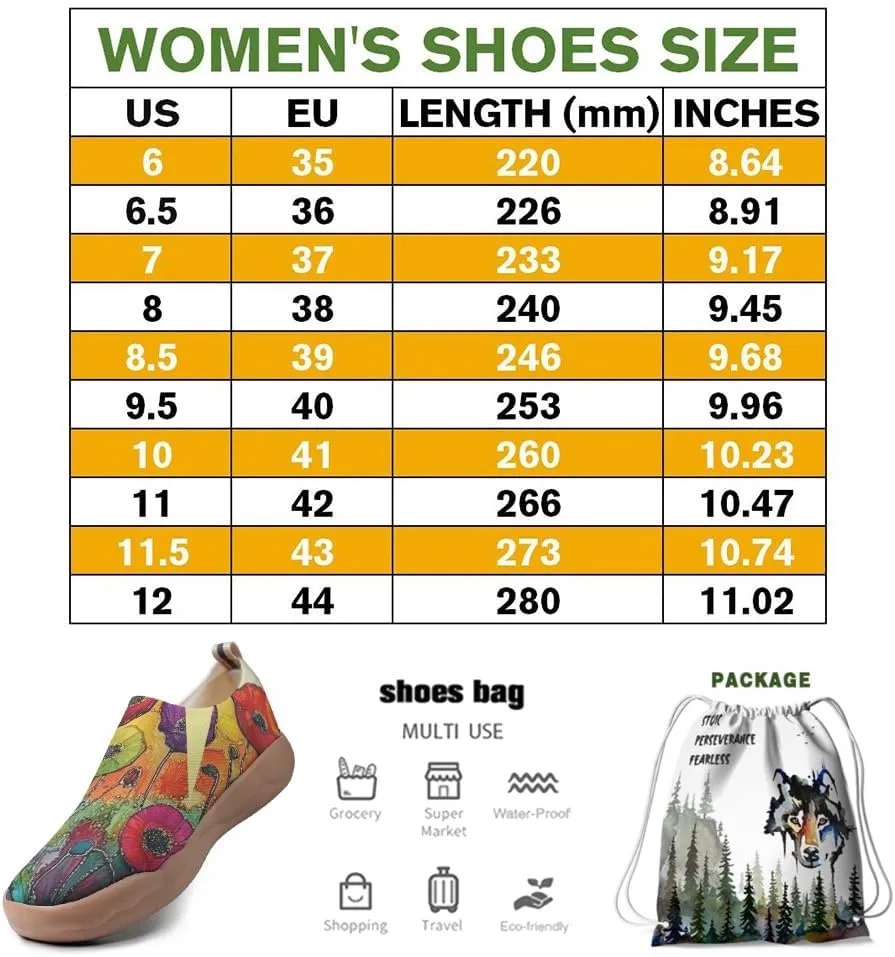 Women's Art Painted Travel Shoes Slip-on Casual Knitted Loafers Light and Comfortable Fashionable Sneakers