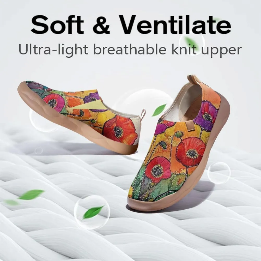 Women's Art Painted Travel Shoes Slip-on Casual Knitted Loafers Light and Comfortable Fashionable Sneakers