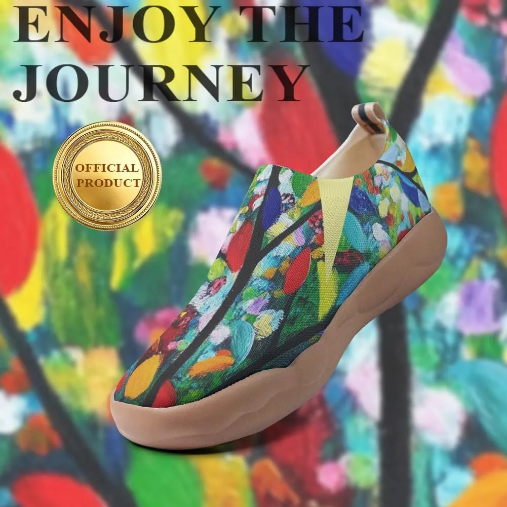 Women's Art Painted Travel Shoes Slip-on Casual Knitted Loafers Light and Comfortable Fashionable Sneakers