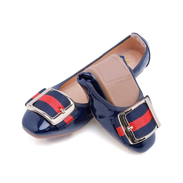 Womens Foldable Soft Square Toe Ballet Flats Square Buckle Comfort Slip on Flat Shoes Woman 35-41