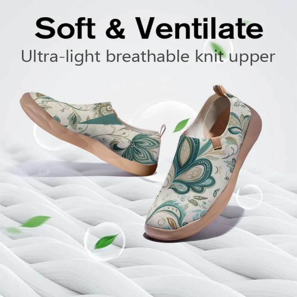 Women's Knitted Slip-on Loafers Comfortable, Light and Fashionable Sneakers Art Painted Travel Shoes