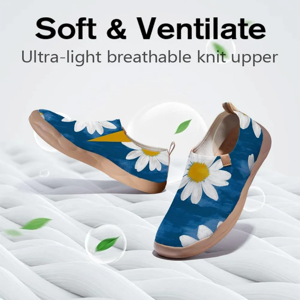 Women's Knitted Slip-on Loafers Comfortable, Light and Fashionable Sneakers Art Painted Travel Shoes