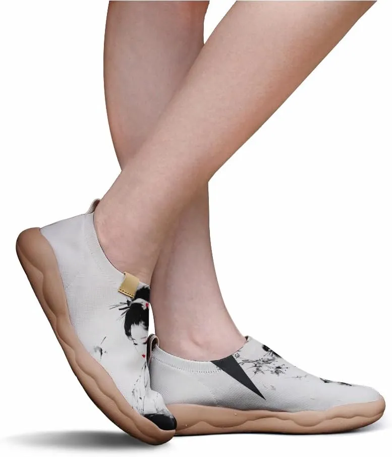 Women's Knitted Slip-on Loafers Comfortable, Light and Fashionable Sneakers Art Painted Travel Shoes