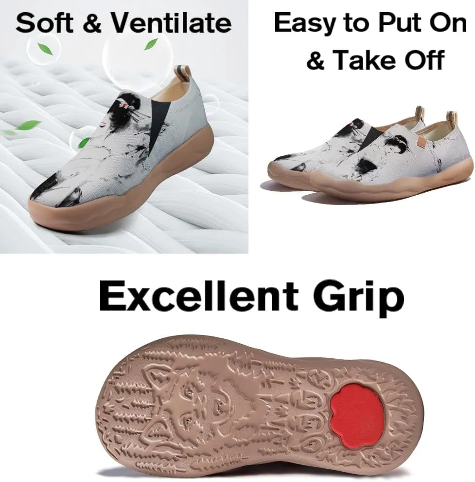 Women's Knitted Slip-on Loafers Comfortable, Light and Fashionable Sneakers Art Painted Travel Shoes