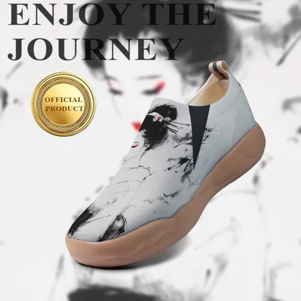 Women's Knitted Slip-on Loafers Comfortable, Light and Fashionable Sneakers Art Painted Travel Shoes