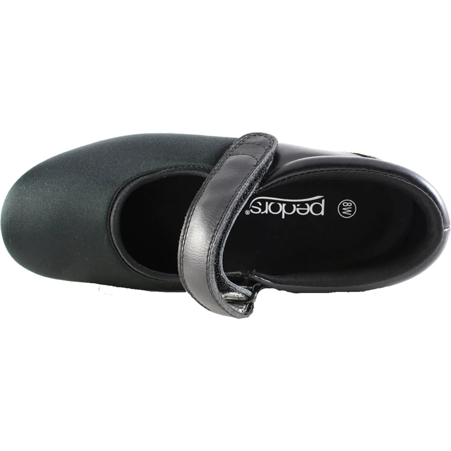 Women's Pedors Mary-Jane Stretch Diabetic Orthopedic Shoes Black Leather/Stretch