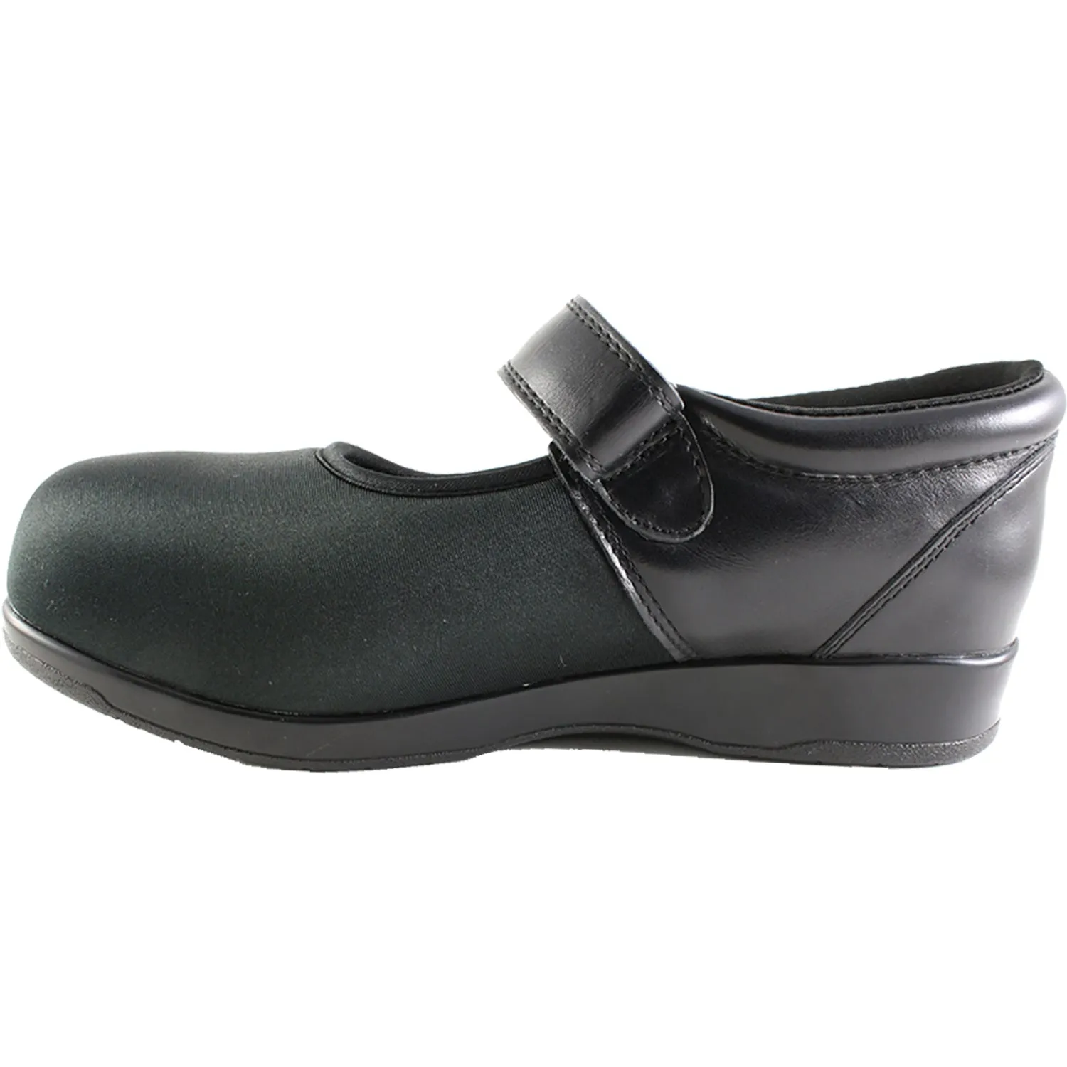 Women's Pedors Mary-Jane Stretch Diabetic Orthopedic Shoes Black Leather/Stretch